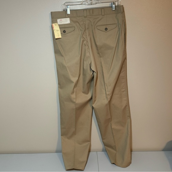 NWT Vintage L.L. Bean Men’s 36x34 Tan Pleat Pants Made In USA Inseam 31in - Picture 5 of 11